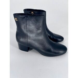 Lauren Ralph Lauren Women's Welford Ankle Leather Bootie Size 8.5B Black Classy